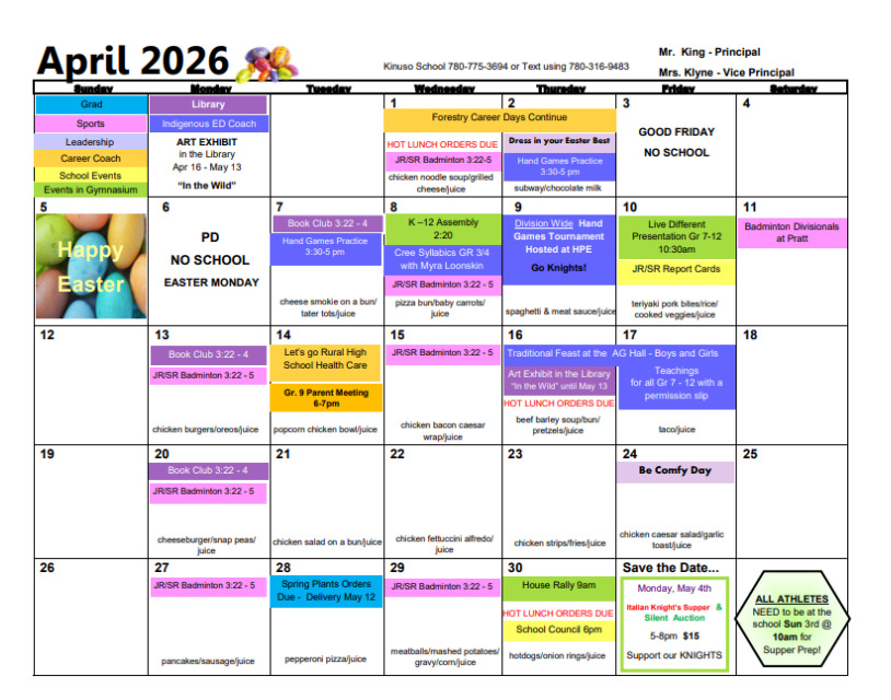 KIN April Calendar